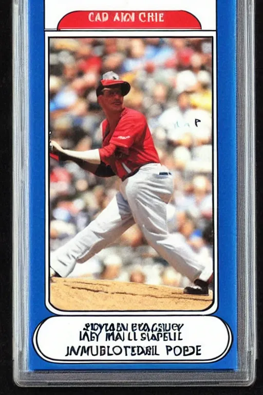 Image similar to baseball card with a phone number written on it in sharpie