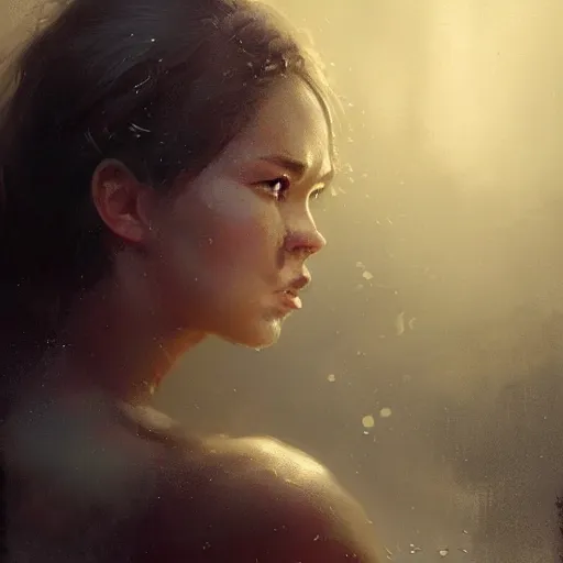 Image similar to portrait of Kyandi Kyandi, amazing splashscreen artwork, splash art, head slightly tilted, natural light, elegant, intricate, fantasy, atmospheric lighting, cinematic, matte painting, by Greg rutkowski