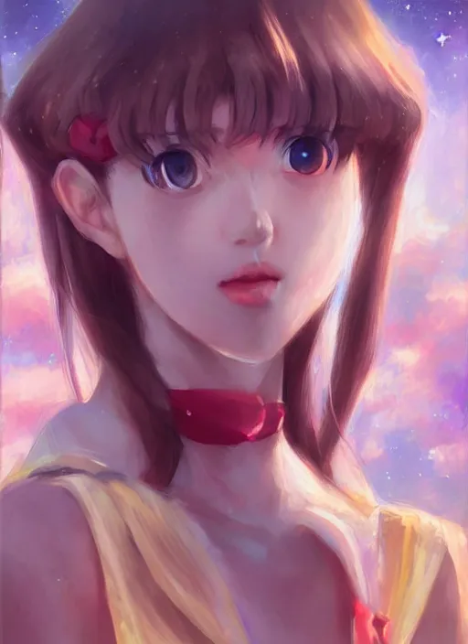 Image similar to by WLOP, By Sailor Moon, pretty face