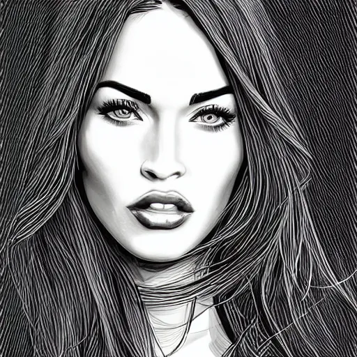 Prompt: “Megan Fox, portrait!!! Portrait based on doodles, scribbled lines, sketch by Liz Y Ahmet, monochrome, concept Art, million lines, white background, ultra detailed portrait, 4k resolution”