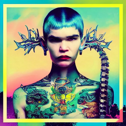 Image similar to Grimes - Miss Anthropocene album cover, album art, album cover art, 8k