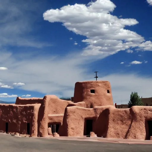 Prompt: taos pueblo skyscraper