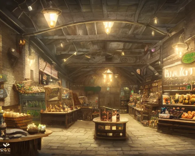 Image similar to fable concept art of bowerstone market, key lighting, soft lights, 8 k render,