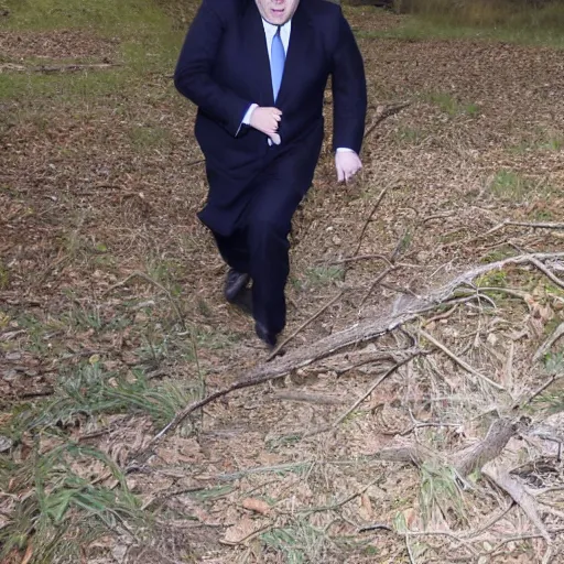 Image similar to boris johnson crawling out of the backrooms, trailcam footage