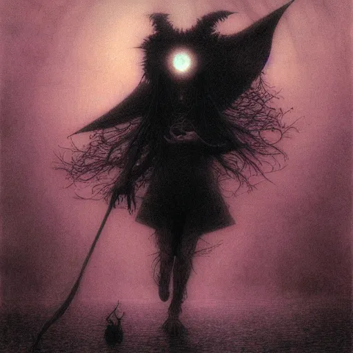 Prompt: young witch by kentaro miura, yoshitaka amano, beksinski