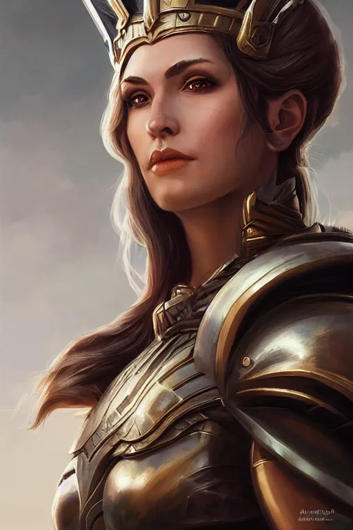 Image similar to amazon valkyrie athena, d & d, fantasy, portrait, highly detailed, headshot, digital painting, trending on artstation, concept art, sharp focus, illustration, art by artgerm and greg rutkowski and magali villeneuve