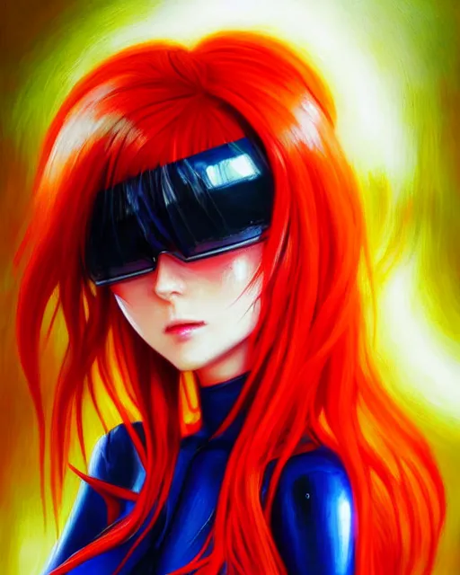 Prompt: asuka langley soryu wearing plugsuit, award winning photograph, radiant flares, realism, lens flare, intricate, various refining methods, micro macro autofocus, evil realm magic painting vibes, hyperrealistic painting by daniel dos santos