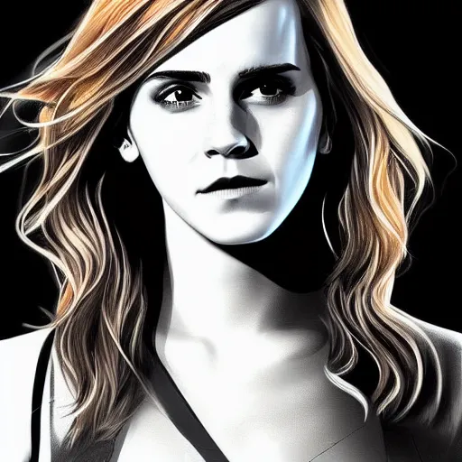 Image similar to Emma Watson as Black Canary, full shot, digital painting, highly detailed