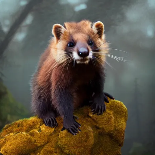 Prompt: long shot of a cute fluffy furry marten desolving into thin air, natural lighting, ground - level shot, reallusion character creator, 4 k, highly detailed, humourus, fine art illustration