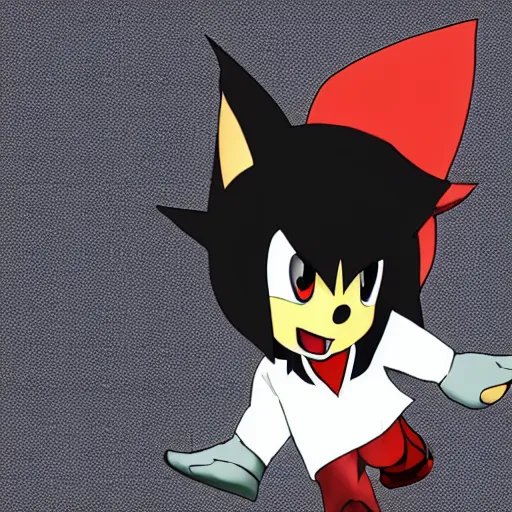 Prompt: shadow the hedgehog wearing a white pressed shirt with pocket protector, nerd