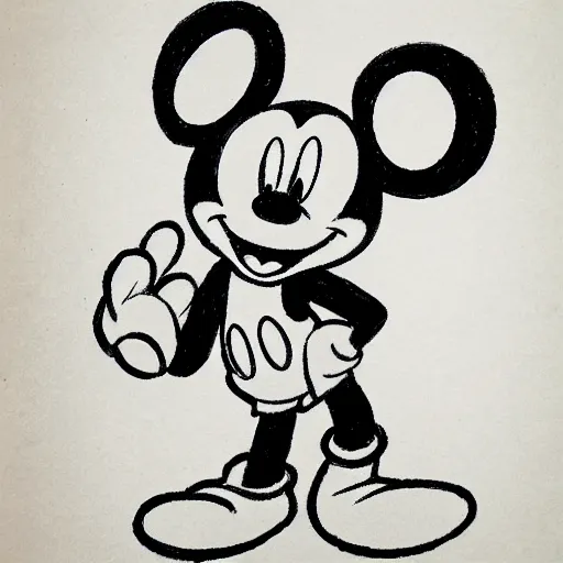 Prompt: a drawing of disney's mickey mouse in a ushanka with a soviet emblem