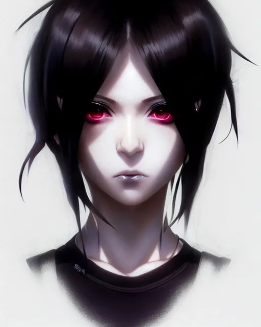 Image similar to portrait Anime goth cyberpunk girl, cute-fine-face, black-hair pretty face, realistic shaded Perfect face, fine details. Anime. realistic shaded lighting by Ilya Kuvshinov katsuhiro otomo ghost-in-the-shell, magali villeneuve, artgerm, rutkowski, WLOP Jeremy Lipkin and Giuseppe Dangelico Pino and Michael Garmash and Rob Rey