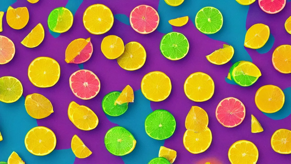 Image similar to cmyk risograph print billable citrus cube ( s ) in nature