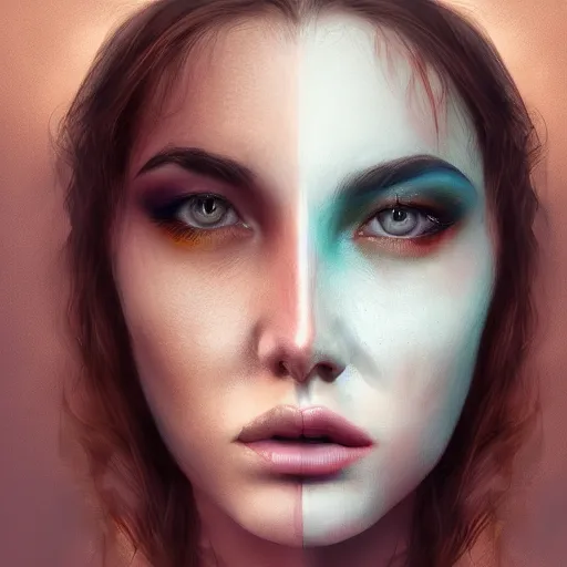 Image similar to face fractal portrait of a woman, inspired by mandy jurgens, face accessories, light make up, 4 k, high detailed, illustration