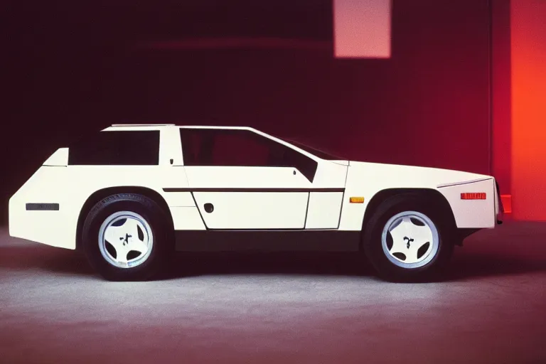 Prompt: designed by giorgetto giugiaro stylized poser of a single 1 9 8 0 dakar prepped land cruiser testarossa, thick neon lights, ektachrome photograph, volumetric lighting, f 8 aperture, cinematic eastman 5 3 8 4 film