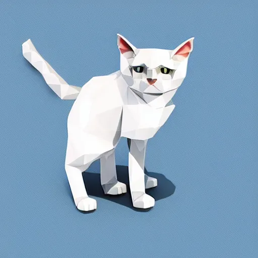 Image similar to cat, white background, isometric, low poly