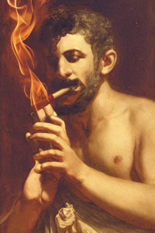 Image similar to god smoking a cuban cigar