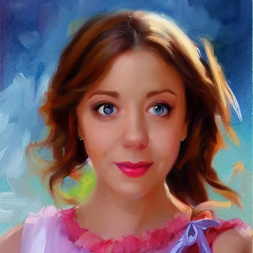 Image similar to lily aldrin, painting by vladimir volegov