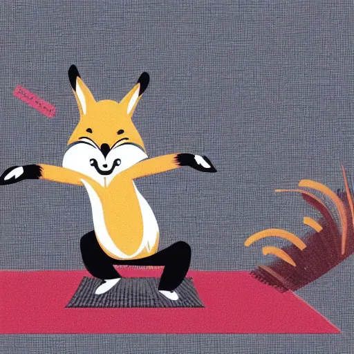 Image similar to fox animal doing kung fu, award winning illustration