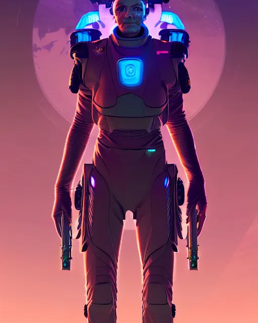 Image similar to starship captain as an apex legends character digital illustration portrait design by, wayne barlowe detailed, gorgeous lighting, wide angle action dynamic portrait