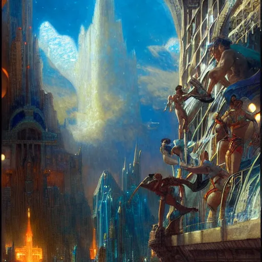 Image similar to atlantis the city. highly detailed painting by gaston bussiere, craig mullins, j. c. leyendecker 8 k