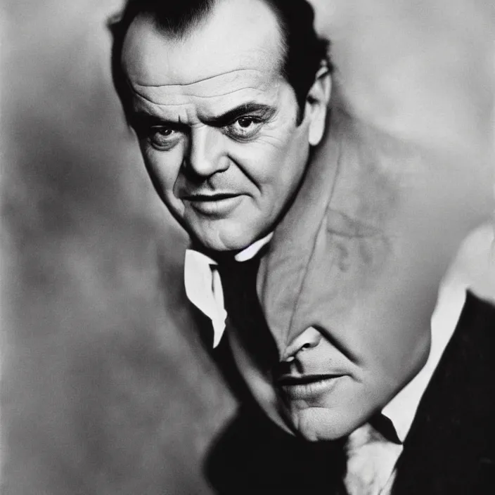 Image similar to a 1920s photograph of Jack Nicholson, portrait, 8k