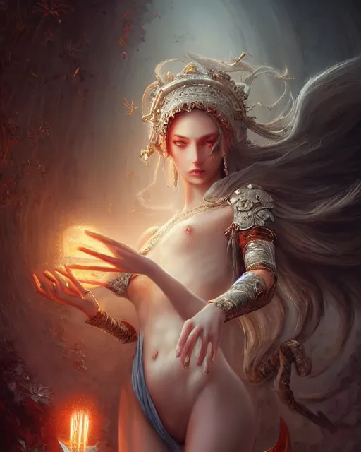 Prompt: a ( ( girl as personification of intellect ) ), beauty, fantasy, ornate, digital painting by krenz cush art, greg rutkowski, artgerm, laurie greasly, wlop, intricate, highly detailed!!, sharp focus, smooth, epic composition, unreal engine, masterpiece, 8 k, interesting background