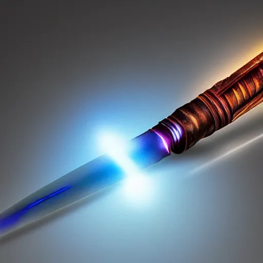 Prompt: a lightsaber with an iridescent blade