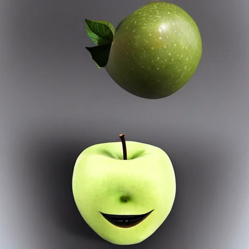 Image similar to an apple with a face looking like elon musk