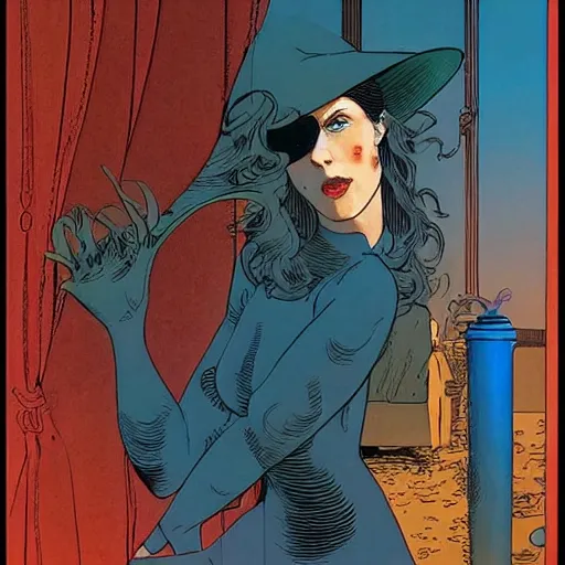 Prompt: a woman by moebius