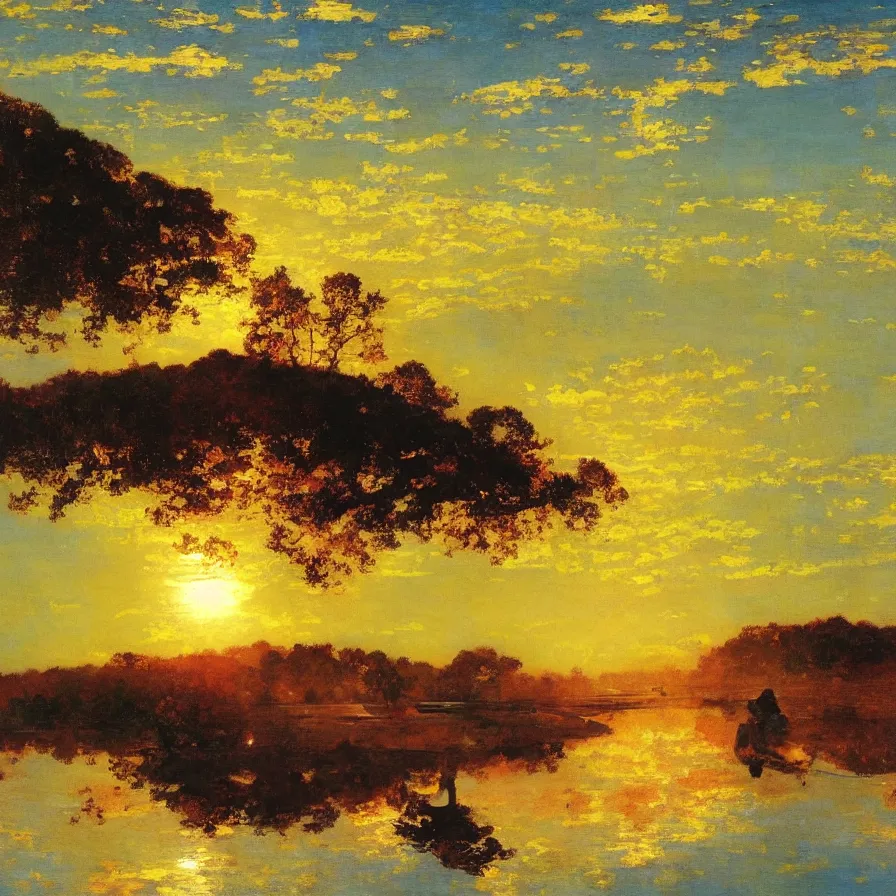 Prompt: cover artwork about a metaphorical highway that leads to the sun during a beautiful morning sunrise, painted by gaston de la touche, winslow homer, thomas moran, steve mitchell...