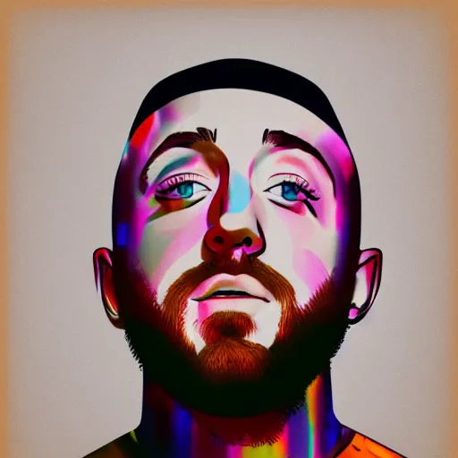 Image similar to hyper realistic abstract mac Miller portrait