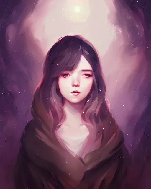 Prompt: beneath the stars, fantasy, portrait by wlop, loish, lois van baarle, digital art