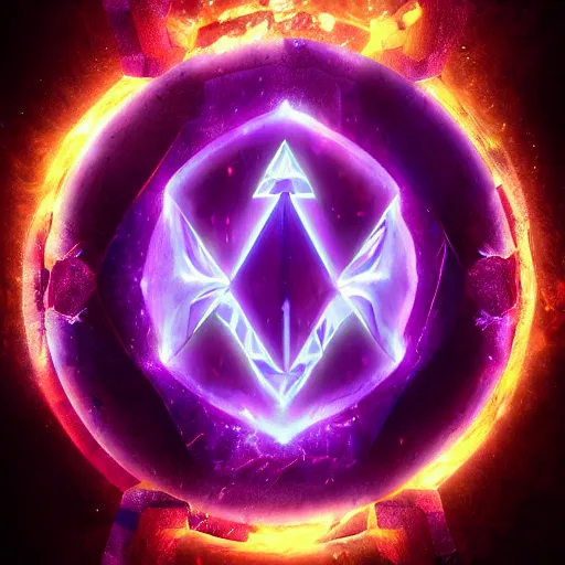 Image similar to purple magic mana symbol, epic legends game icon stylized digital illustration radiating a glowing aura global illumination ray tracing hdr fanart arstation by ian pesty and katarzyna bek - chmiel