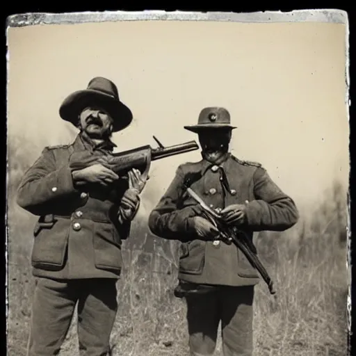 Image similar to emus soldiers, emus holding a gun. soviets, realists.