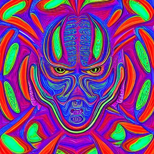 Image similar to a mule in the style of alex grey, highly detailed, psychedelic, colorful, 8 k