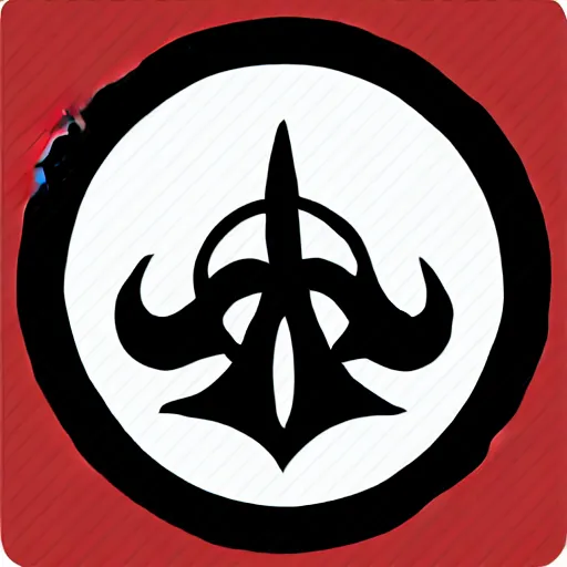 Image similar to tonalist woodcut of vampire clan symbol, corporate logo, icon, rondel