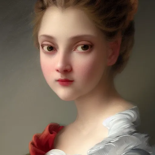 Image similar to A fantasy book style portrait painting of a dressmaker, François Boucher, Oil Painting, unreal 5, DAZ, hyperrealistic, octane render, Regal, Refined, Detailed Digital Art, RPG portrait, William-Adolphe Bouguereau, Michael Cheval, Walt Disney (1937), Volumetric Golden dappled dynamic lighting, Highly Detailed, Cinematic Lighting, Unreal Engine, 8k, HD