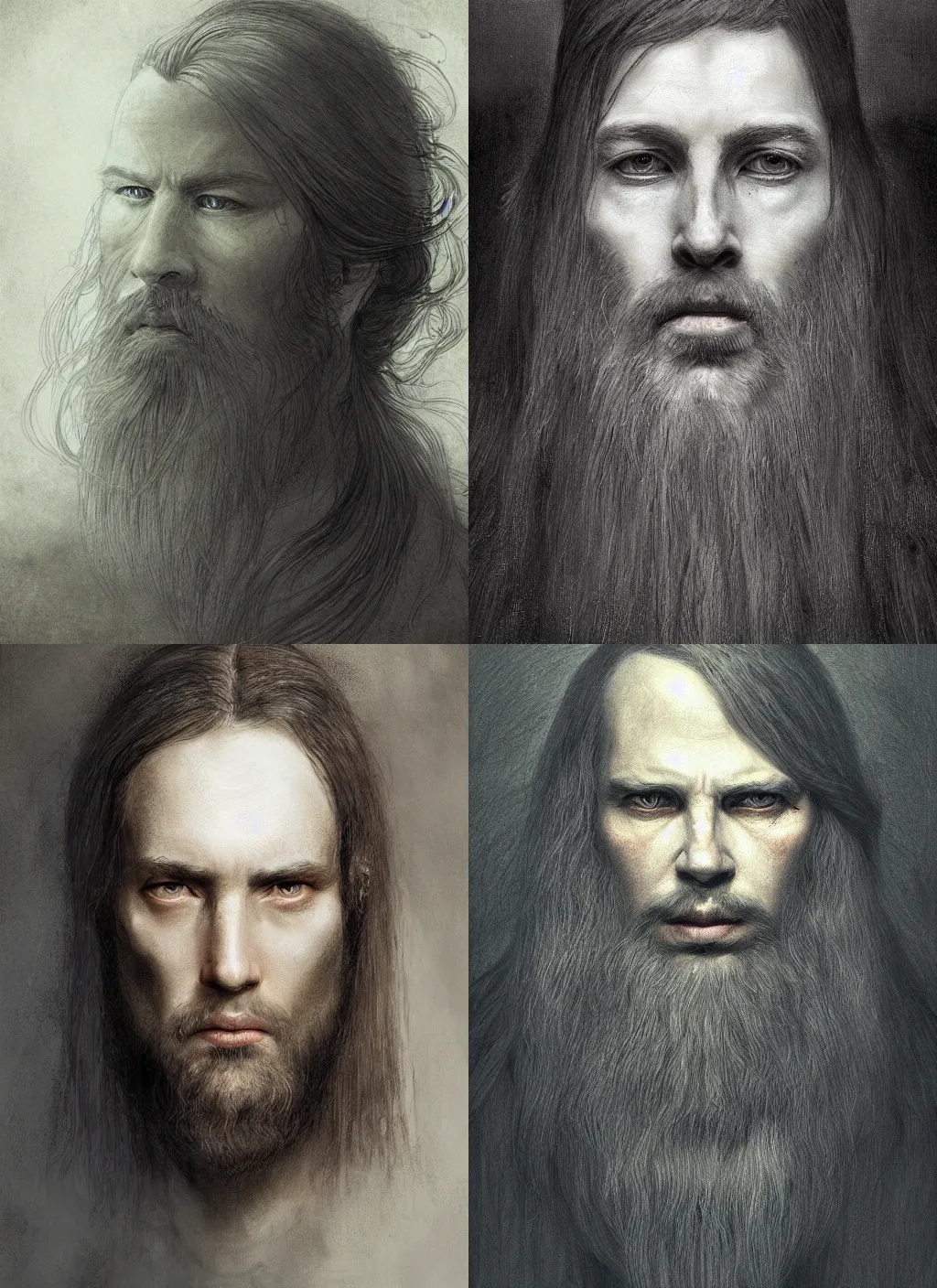 Prompt: portrait of a king with long hairs in alan lee and marc simonetti and emil melmoth style , cinematic lighting