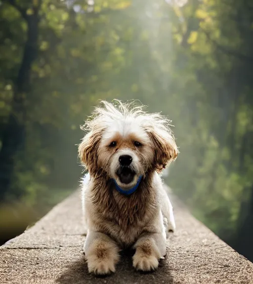 Image similar to high quality colored portrait of a dog that looks like albert einstein, professional lighting, high detail, dslr, 8 k