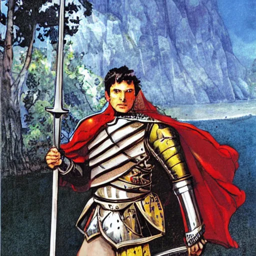 Image similar to a portrait of a DND knight in a scenic environment by Chaykin, Howard.