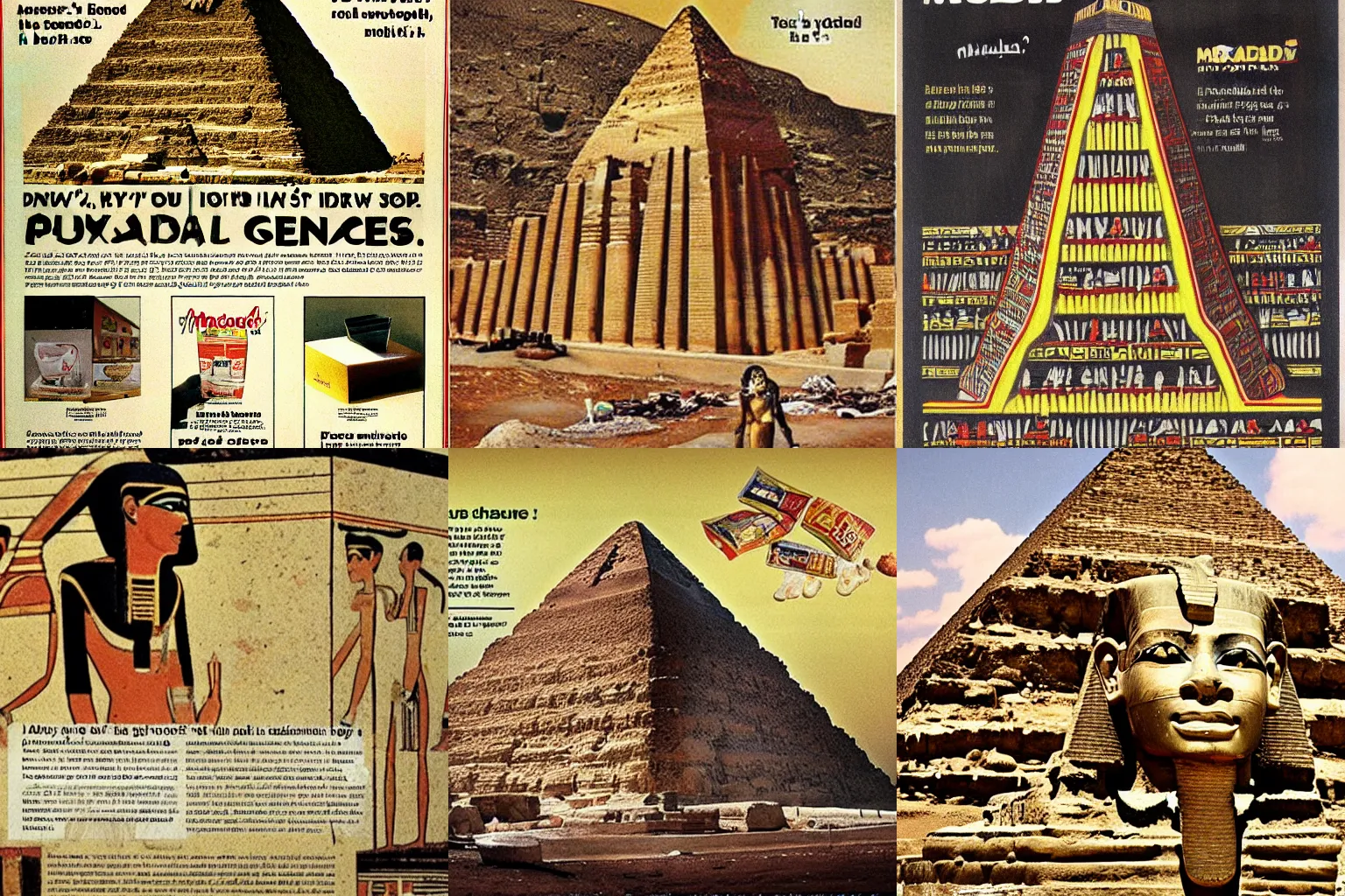 Image similar to mcdonald's ad discovered inside an ancient egyptian pyramid