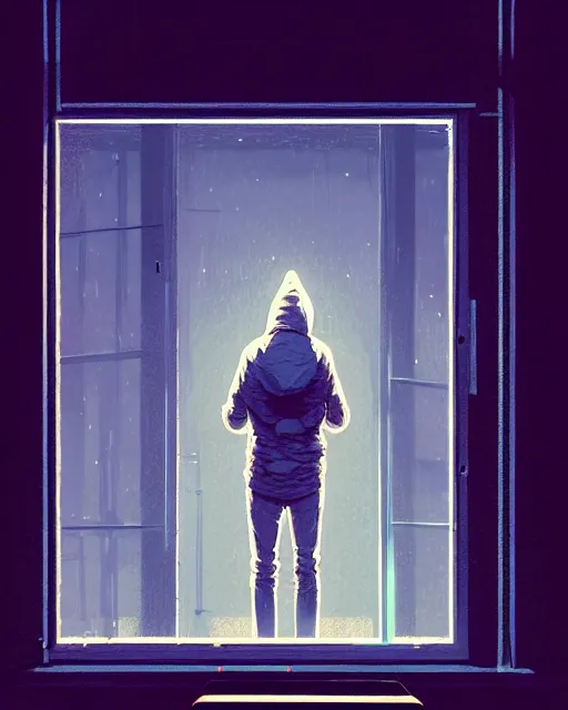 Image similar to hyper - realistic portrait of a man in a hoodie, performing, view from inside the stage, intricate, 4 k, by atey ghailan, by greg rutkowski, by greg tocchini, by james gilleard, by joe fenton, by kaethe butcher, dynamic lighting, lighting color scheme, sharp focus, grunge aesthetic