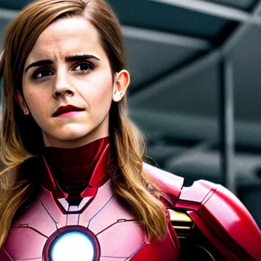 Prompt: a still of emma watson in iron man