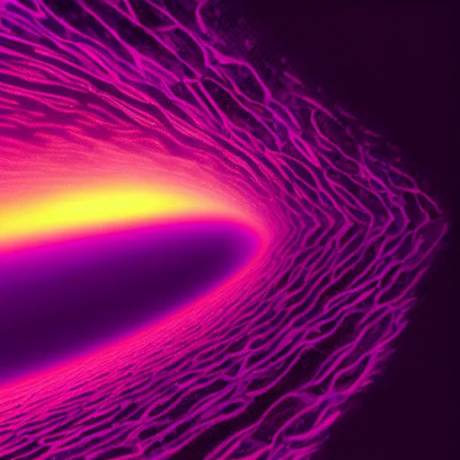 Image similar to An ocean of purple light made of particles and waves, digital art