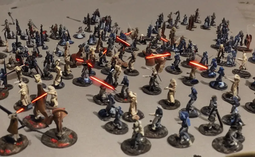 Prompt: liberty leading the people, battle of geonosis, french revolution, jedi, blaster, tie fighters, x - wings