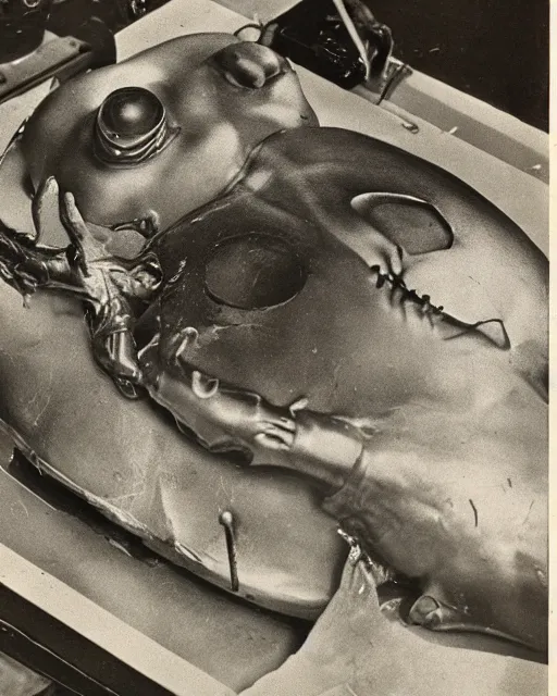 Image similar to Hyper realistic vintage photograph of an alien autopsy