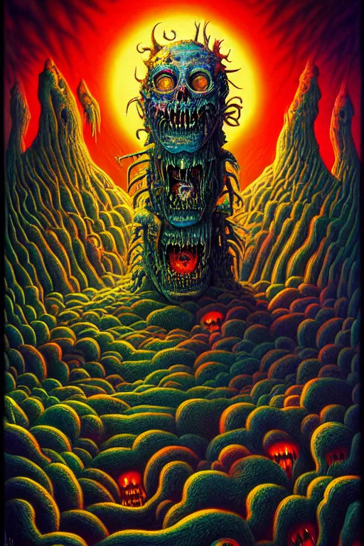 Image similar to a photorealistic painting of an isometric nightmare horror by johfra bosschart, lisa frank, dark fantasy art, high detail, trending on artstation