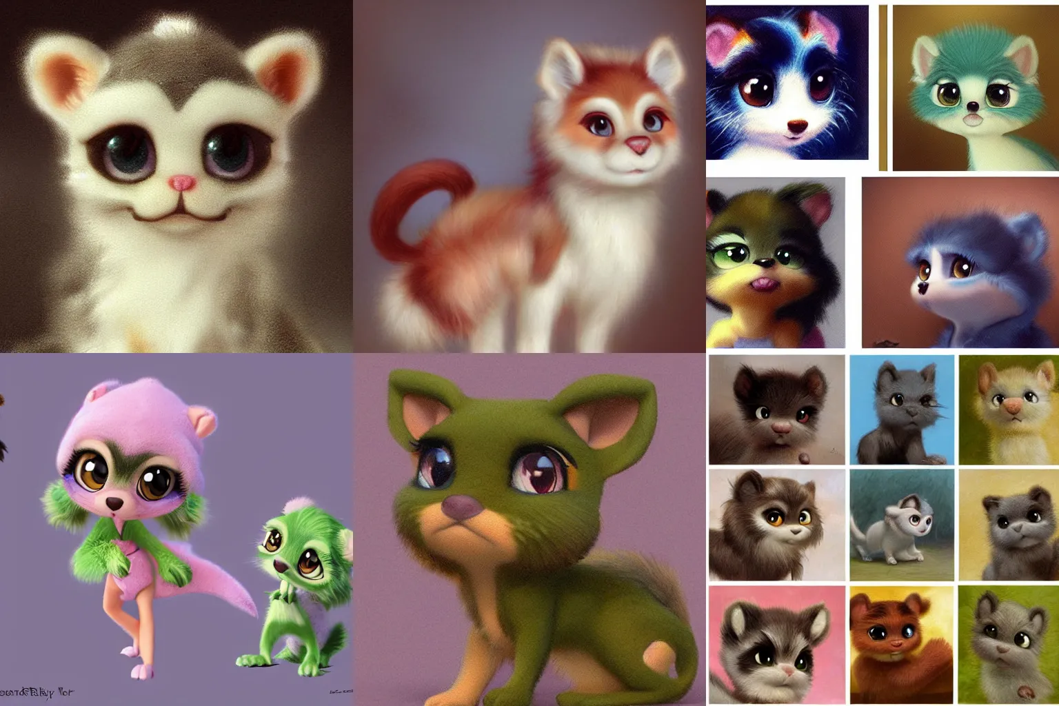 Prompt: 3d Littlest Pet Shop animal, realistic fur, swamp, master painter and art style of Noel Coypel, art of Émile Eisman-Semenowsky, art of Édouard Bisson