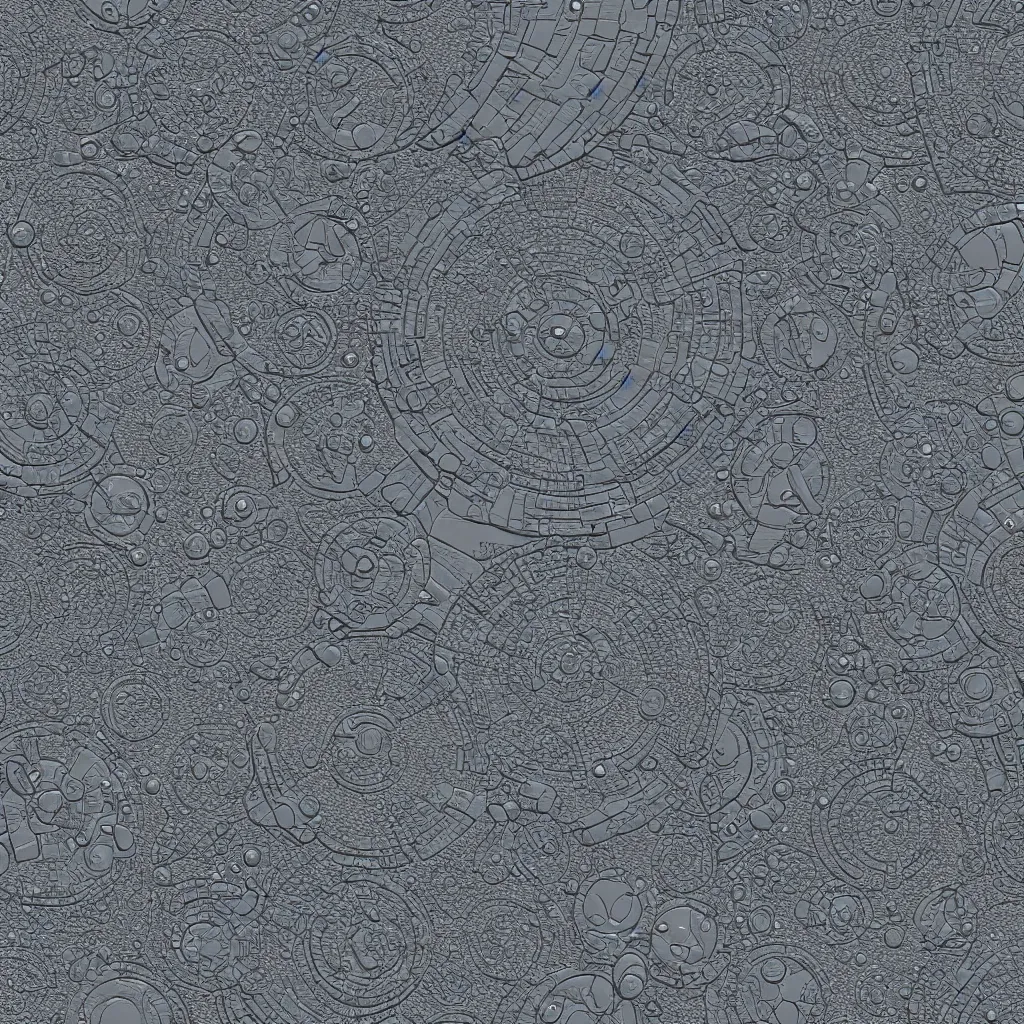 Image similar to seamless tileable texture of sci fi space panels, realistic, very detailed, beautiful, intricate details, space ship gribble, hard surface modeling, zbrush, 3 d maya, spaceship hull texture, sharp focus, tech, material pack, pbr, 4 k texture pack, substance designer, substance render, substance painter, marmoset, unreal engine, octane render